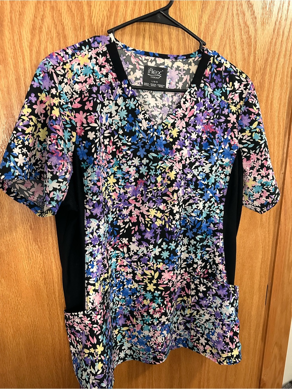 2 Floral V-Neck Scrub Tops in Multicolor